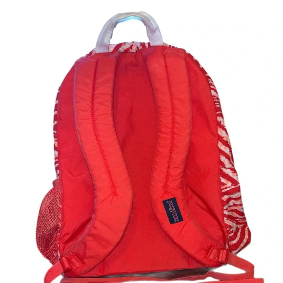 Jansport big student Backpack Red Orange Zebra Chevron Striped large - Picture 3 of 8
